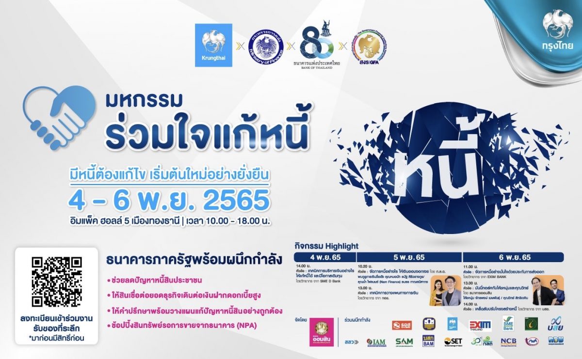 กรุงไทย จัดใหญ่มาตรการแก้หนี้ ร่วมงาน มหกรรมร่วมใจแก้หนี้สัญจร ติดปีกการเงินไทย สู่ความยั่งยืน