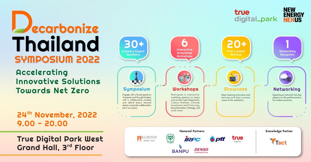 เตรียมพบกับสุดยอดงาน DECARBONIZE THAILAND SYMPOSIUM 2022 การรวมพลังสร้างโซลูชั่นแก้ปัญหาสิ่งแวดล้อม ด้วยพลังงานแห่งอนาคต