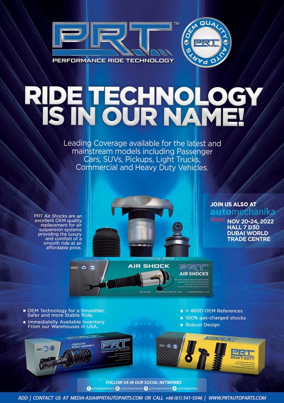Performance Ride Technology (PRT) Bringing World Class Automotive Products to Automechanika Dubai 2022 Trade