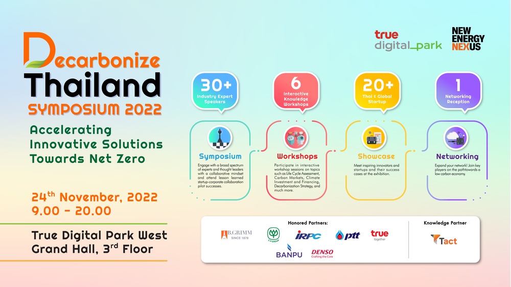 เปิดไฮไลต์งานสัมมนาด้านพลังงานครั้งใหญ่แห่งปี DECARBONIZE THAILAND SYMPOSIUM 2022 จัดโรดแมปร่วมลดคาร์บอน โอกาสสำคัญการร่วมมือกันของธุรกิจและภาครัฐ