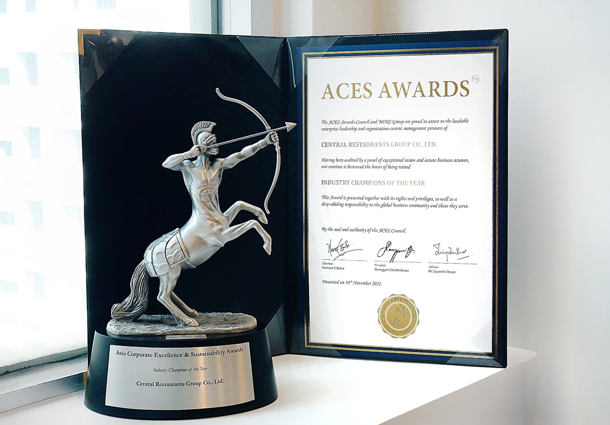 เซ็นทรัล เรสตอรองส์ กรุ๊ป คว้ารางวัลระดับเอเชีย ACES Awards 2022 ในสาขา Industry Champions of the Year