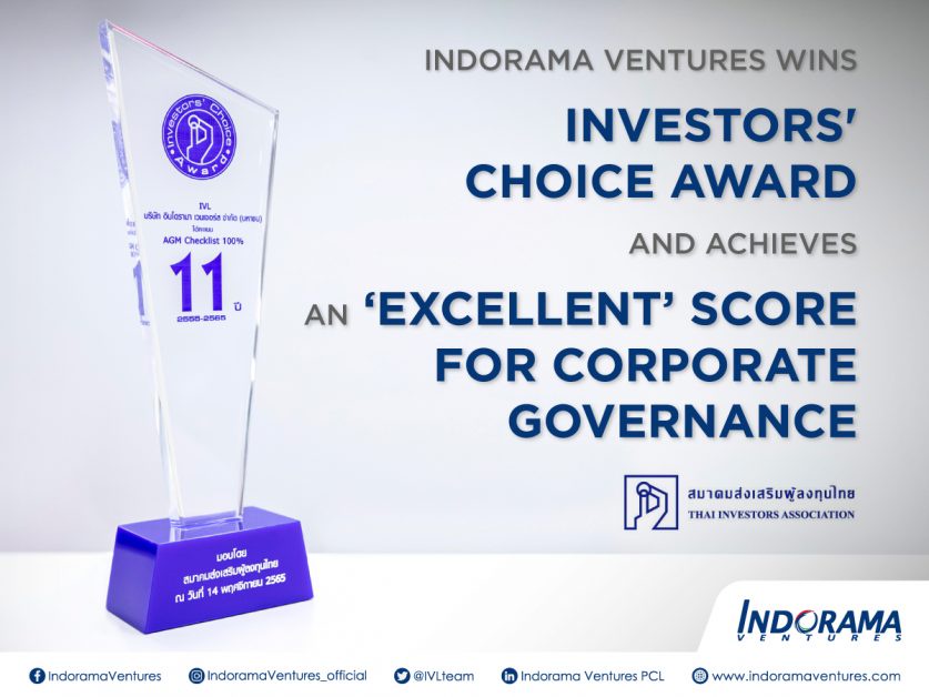 Indorama Ventures wins 'Investors' Choice' award and achieves an 'excellent' score for Corporate Governance