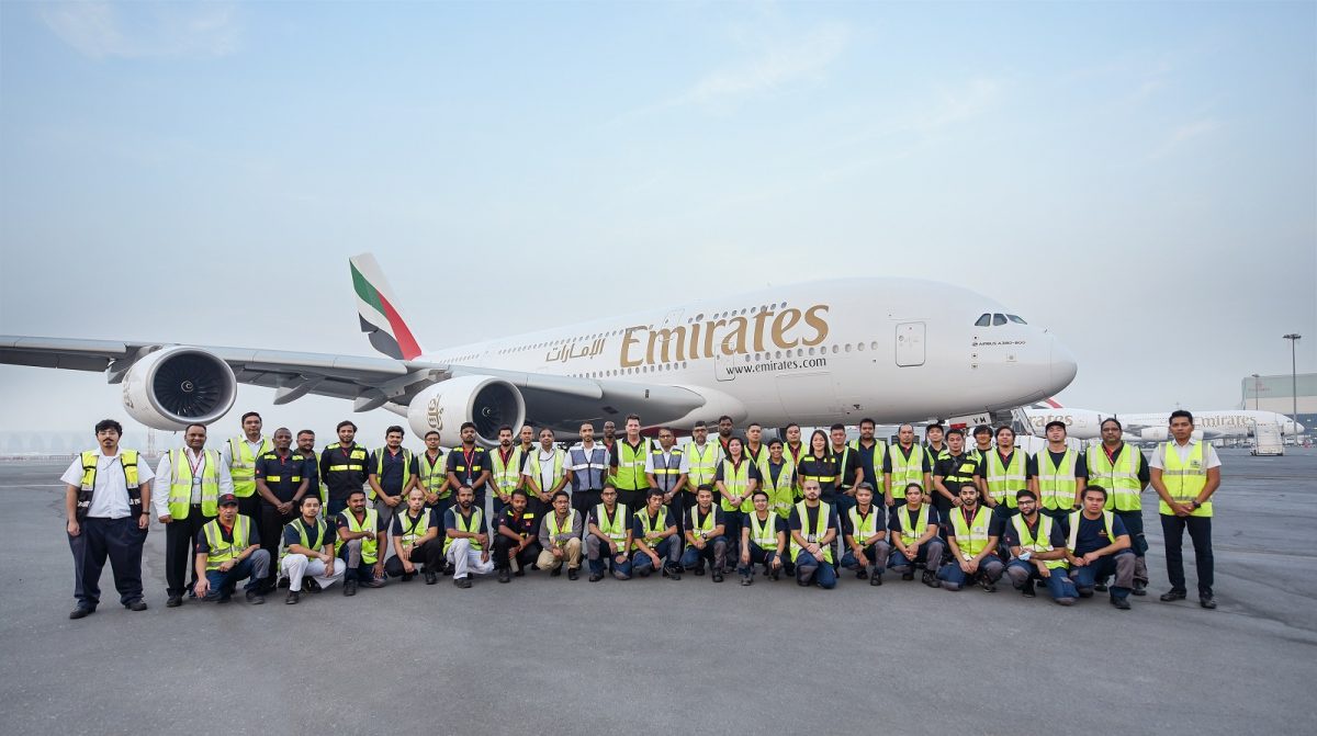 First Emirates A380 rolls in for full cabin refresh and refit
