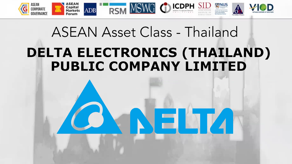 Delta Thailand Included in ASEAN Asset Class by the ASEAN CG Scorecard Project for Excellence in Corporate Governance