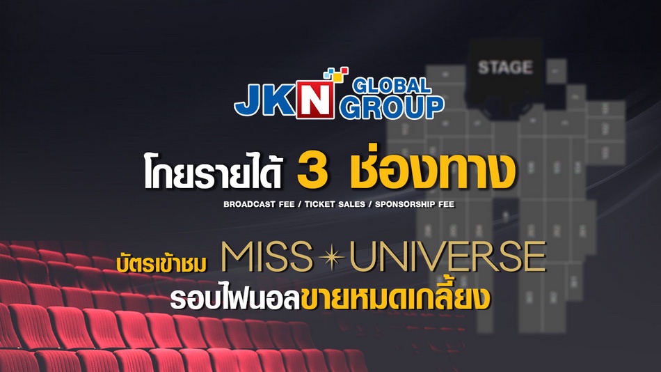 JKN โกยรายได้ หลังกระแสตอบรับดี บัตรเข้าชมมิสยูนิเวิร์สรอบไฟนอลหมดเกลี้ยง ชูกลยุทธ์จับกลุ่มช่องทางรายได้ 3