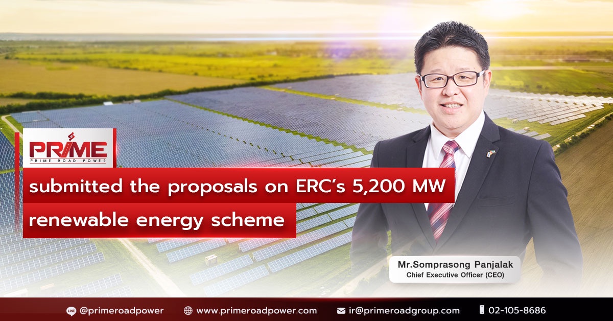 PRIME submitted the proposals on ERC's 5,200 MW renewable energy scheme