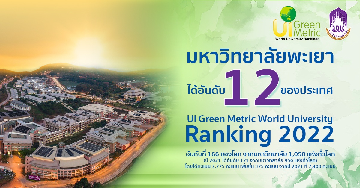มหาวิทยาลัยพะเยา คว้าอันดับที่ 12 ของไทย จากการจัดอันดับ UI Green Metric World University Ranking 2022