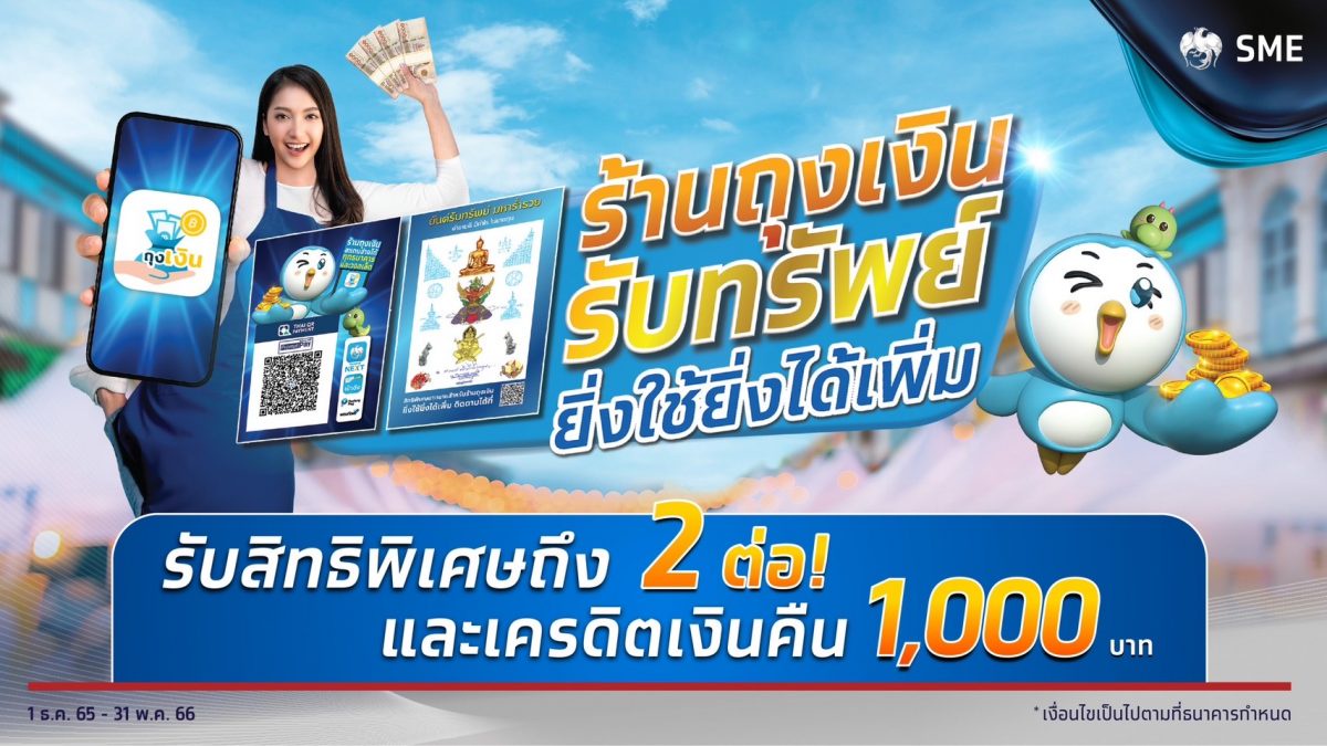 กรุงไทย หนุนร้านค้าเพิ่มยอดขาย จัดแคมเปญ ร้านถุงเงินรับทรัพย์ ยิ่งใช้ยิ่งได้เพิ่ม รับสิทธิพิเศษ 2 ต่อ และเครดิตเงินคืน 1,000