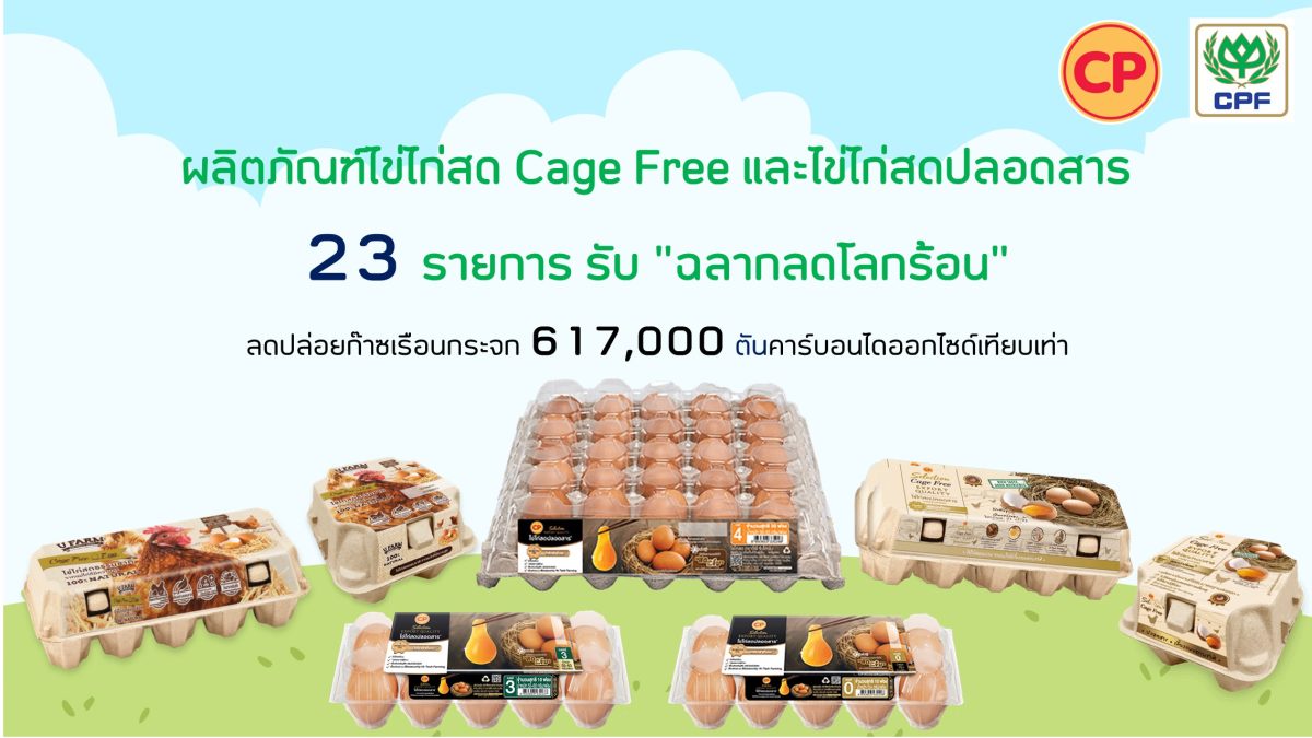 ซีพีเอฟ นำ ไข่ไก่ Cage Free และไข่ไก่ปลอดสาร ได้ ฉลากลดโลกร้อน เป็นรายแรกของไทย