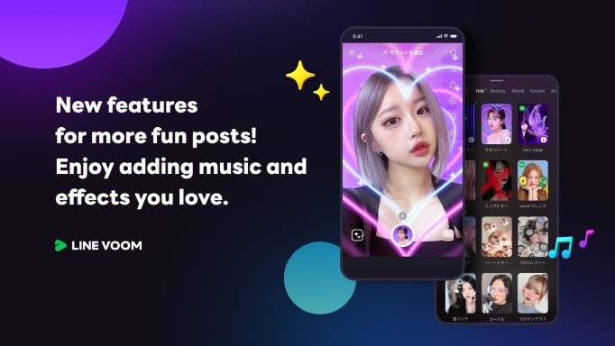 LINE VOOM has a new function for posting effect music! Original effects such as LINE FRIENDS and minini
