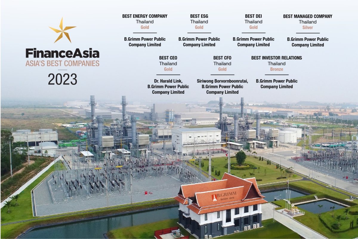 บี.กริม เพาเวอร์ คว้า 7 รางวัล Asia's Best Companies 2023 จากนิตยสาร FinanceAsia ตอกย้ำศักยภาพการดำเนินธุรกิจ
