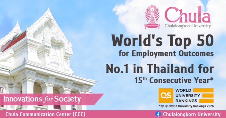 จุฬาฯ Top 50 ของโลกด้าน Employment Outcomes และเป็นที่ 1 มหาวิทยาลัยไทย 15 ปีติดต่อกัน ใน QS World University Rankings