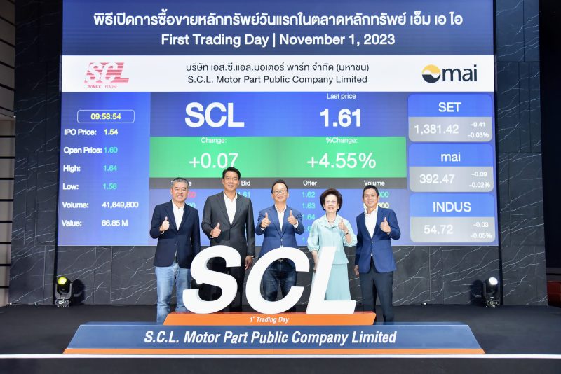SCL เทรดวันแรกในตลาดหลักทรัพย์ mai เปิดตลาดพุ่งเหนือจอง 3.90%
