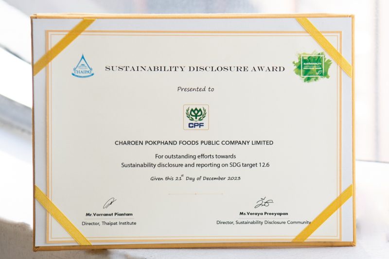 CP Foods Honored Sustainability Disclosure Award 2023 for Third Consecutive Year