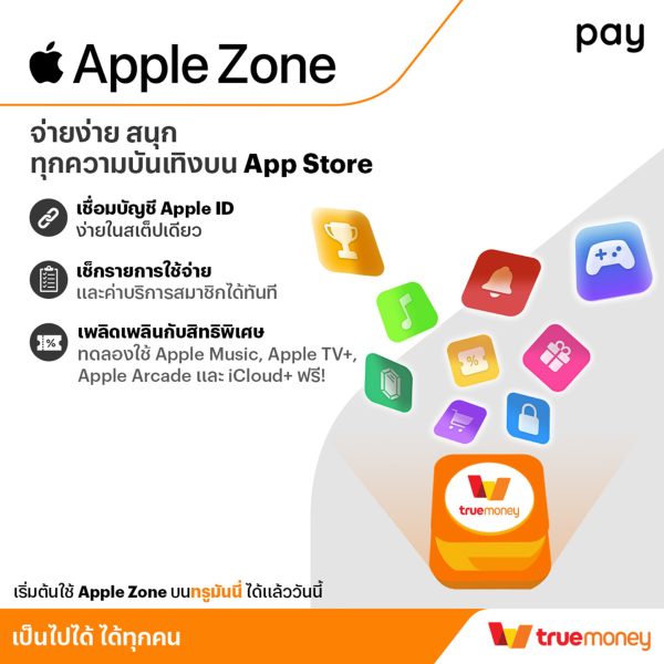 ทรูมันนี่ เปิดตัวฟีเจอร์ Apple Zone ยกระดับประสบการณ์การใช้งาน App Store และบริการของ Apple ในประเทศไทยแบบไร้รอยต่อ