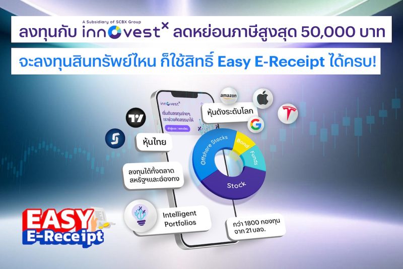 ลงทุนกับ InnovestX ใช้สิทธิ์ Easy E-Receipt ลดหย่อนภาษีสูงสุด 50,000 บาท ตั้งแต่วันนี้ - 15 ก.พ. 67