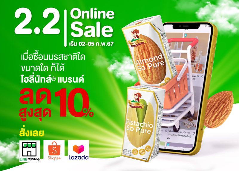 นมโฮลี่ นัทส์(R) จัดโปรโมชั่น 2.2 Online Sale