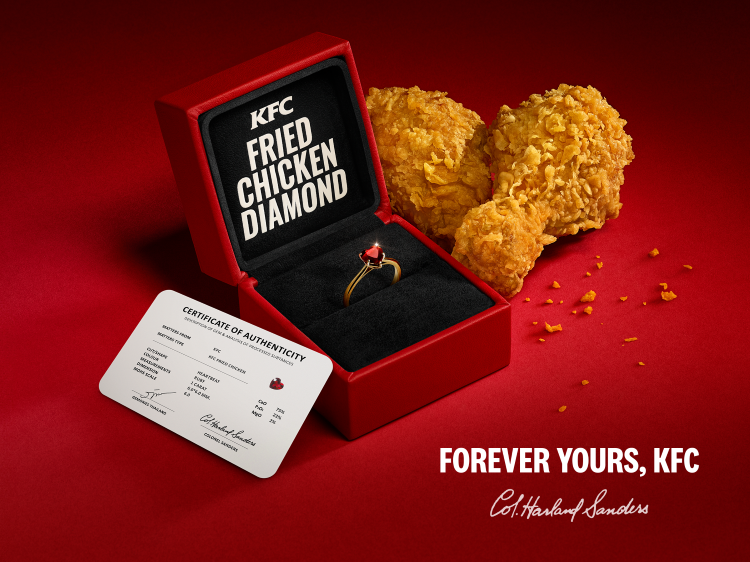 ฉลองเรื่องราวแห่งความรักตลอด 40 ปีที่ KFC Thailand ด้วย KFC Fried Chicken Ring แหวนอัญมณีแทนใจจากไก่ทอด 11 วงในโลกเท่านั้น