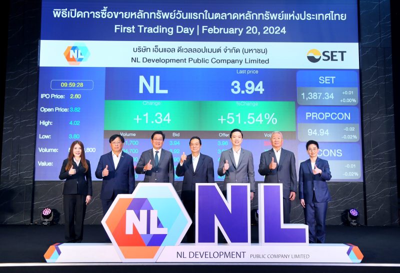 NL สุดร้อนแรง ราคาเปิดเทรดวันแรก เหนือไอพีโอกว่า 46.92%