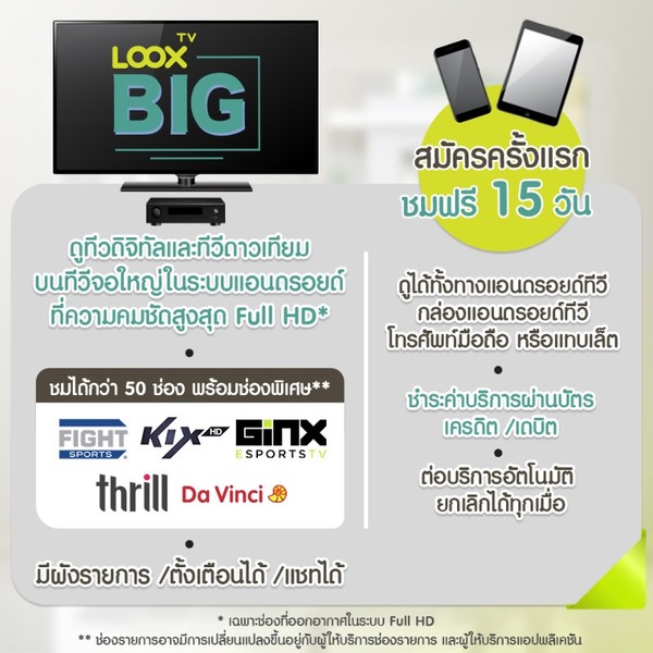 BIG Family แพกเกจใหม่จาก LOOX TV เอาใจคนมีครอบครัว ดูแอป LOOX TV : TV Version แบบเต็มตาได้พร้อมกัน 3 อุปกรณ์ เพียงเดือนละ 119 บ.